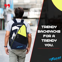 F Gear Colorado Nvy ylw 39L Large Casual backpack with Organizer Bottle compartment Water resistant lightweight, Gifts for Men Women Boys Girls Adults, College/School/Tuition/Travel Bag