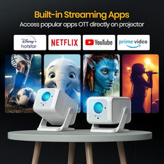 Portronics Beem 450 Smart LED Projector with 1080p Full HD Resolution, Built-in Streaming Apps (Netflix, Prime Video, Hotstar), 4000 Lumens, Screen Mirroring, 3 Watt Speaker, Bluetooth, Wi-Fi (White)