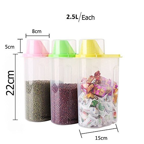Syga Plastic Dispenser Jar - 2500 ml, 3 Pieces, Yellow