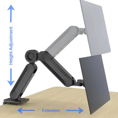 UNIQ MOUNTS™ Heavy Duty Premium 13''-42'' Gas Spring Assisted Single Arm Monitor Arm, Full Motion Desk Mount with 180° Swivel, 360° Rotation,+90°-85° Tilt VESA 75x75/100x100, 15kg Weight Load