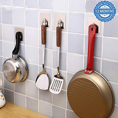 HOKIPO Magic Sticker Wall Hooks for Hanging, No Drill, Pack of 6, Silver | Plastic, self adhesive - no drilling or screws. Holds up to 3 kg per hook. 12 month adhesive warranty. Smooth surfaces only.