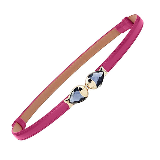 SYGA Women Leather Belt Thin Skinny Metal Elastic Buckle WaistBelt 22-36 Waist Belt(PINK)