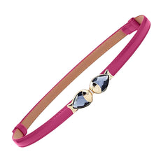 SYGA Women Leather Belt Thin Skinny Metal Elastic Buckle WaistBelt 22-36 Waist Belt(PINK)