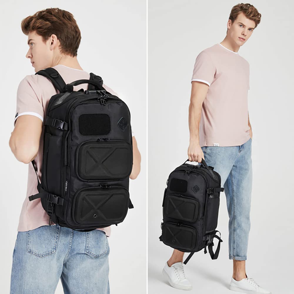 SYGA outdoor Rucksack backpack Unisex multi-functional short-distance travel bag large-capacity waterproof Unisex backpack 35L capacity (Black)