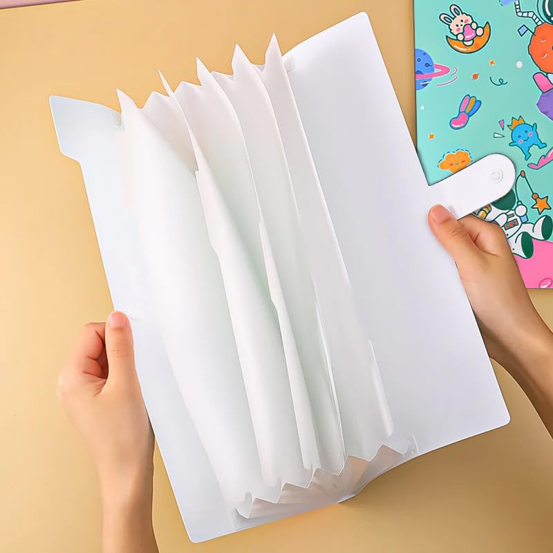 SYGA Cartoon Astronaut 6-Gate File Folder for A4 Student Exam Paper Organizing and Storage(Cyan)