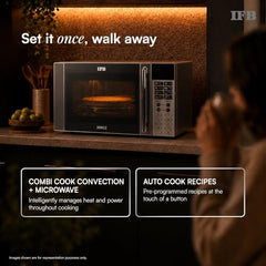 IFB 28 L Air Fry Convection Microwave with 5 in 1 Versatility Bake, Grill, Roast, Reheat, Combi-Cook Mode, Paneer/Ghee Modes, 300 Auto Cook Menus (28SC5, Silver, Auto Defrost,10 Power Levels)