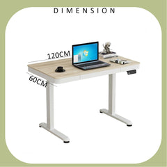 SYGA Medis Electric Lift Table Standing Desk Desk Computer Desktop Table Liftable Table Frame Table Leg Computer Desk(120 X 60 CM Wood)
