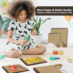 Lakeer Kraft Sketchbook - A4 Size, 250 GSM-25 Sheets, for Sketching, Drawing, Painting, etc - Landscape