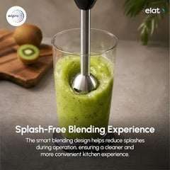 Wipro Elato FMB 204 Hand Blender with Chopper and Whisk|Powerful 200 Watt Copper Motor With Rust Free Steel Arm|3 in1 Multi-functional Mode|Four In One Blade-Churn, Whip,& Blend|Black|2- Year Warranty