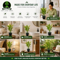 GARDEN GYANI Artificial Areca Palm Plant with Black Pot – 145 cm Tall Faux Tropical Decorative Plant with 35 Leaves for Home, Office & Living Room Décor
