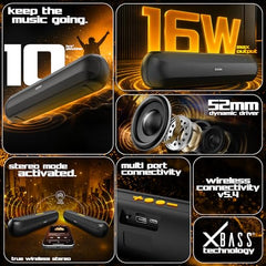 Dubstep Pop 600 Wireless Speaker, 15 Hrs Playtime, 52mm Driver, TWS Pairing, 6W Output Bluetooth Speakers (Grey)