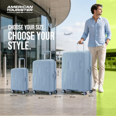 American Tourister 3PC PP Ivy 2.0-8 Wheel, Set (Small + Medium + Large) Hard Suitcase for Travel/Trolley Bag with Combination Lock & Smooth Sliding Double Wheel - Tan Orange, 55 Cm, 68 Cm, 79 Cm
