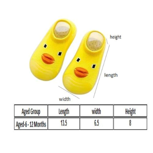 MOMISY Baby Anti-Skid Shoe Socks, Rubber Sole, Unisex, Low Top, Indoor Casual Wear, 3 Pairs (IN, Age, 6 Months, 12 Months, Yellow)