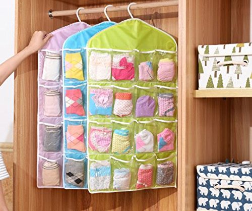 Syga 16 Compartment Wardrobe Panties Socks Classification Storage Bag Hanging Bag Hanging Storage Finishing Storage Bag (2 Pieces)