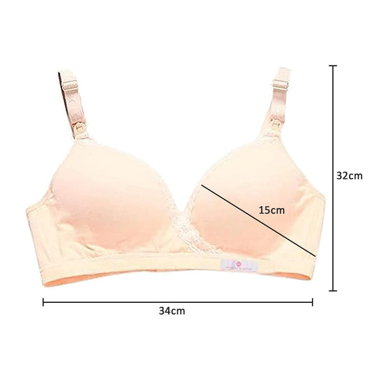 MOMISY Women's Top Open Maternity Nursing Bra Wire Free Lace Cotton Closure Breastfeeding Pregnancy Bra (Peach, 38B)