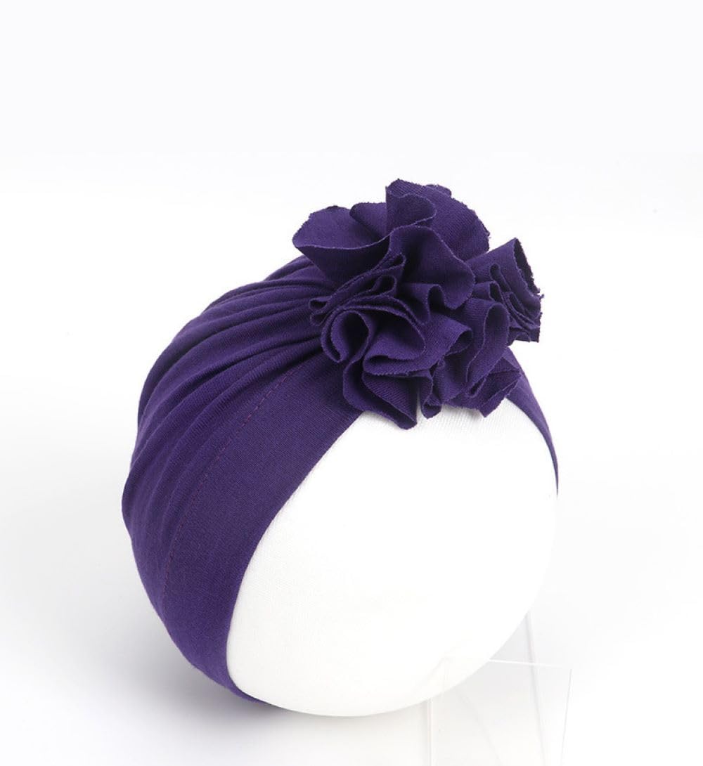 SYGA Unisex Baby Cap Nylon Cotton Flower Turban Hat Soft,Stretchable for Baby Cap 0-3 Years Black