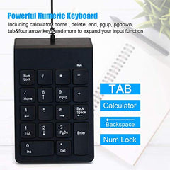 SMARTTECH USB Wired Numeric Keypad, Portable Number Pad with 18 Keys, Plug & Play External Numpad for Laptop PC Computer, Slim Compact Design for Office Accounting Data Entry Windows Mac