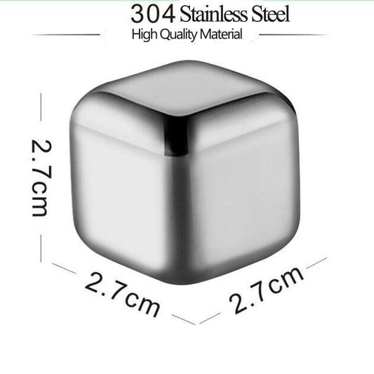 SYGA Stainless Steel Whiskey Stones Ice Cubes Reusable for Whiskey, Vodka, Liqueurs, Wine, Beverage Juice or Soda, Pack of 2