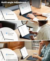 Bucewkde Surface Pro Keyboard for 3/4/5/6/7/7Plus 12.3 Inch, Ultra-Slim Wireless Bluetooth Surface Keyboard with Palm-Rejection Trackpad, 7-Color Backlit, Sleep/Wake Function, Long Battery Life