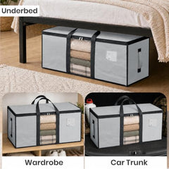 Storite Jumbo Super-Size 81 L Canvas Moisture Proof Heavy Duty Storage Bag | for Toys/Stationery/Blankets/Clothes/Moving Bags MultiPurpose With Strong Reinforced Handles Rectangular Cream (87x26x36 cm)
