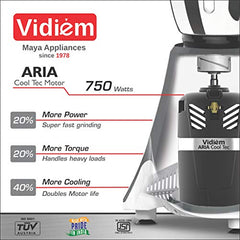 Vidiem EVA Royal 750W Mixer Grinder with 3 Jars | 750W mixer Grinder | 2 Years Product Warranty & 5 Years Motor Warranty | Red & Black