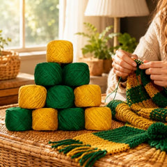 Crochet Cotton Thread Yarn Combo, 10 Rolls for Knitting, Crochet, Embroidery and Craft Making, Soft Decorative Thread for Handmade DIY Projects, Yellow & Green