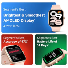 REDMI Watch Move 1.85 Premium AmoLED,14 Day Battery,Best Accuracy,Dual Core Processor Smartwatch (Black Drift Strap, Free Size)