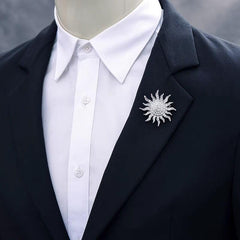 SYGA Men's Suit Chest Brooch Fashionable Rhinestone Decoration Diamond Clothing Accessories(Silver)