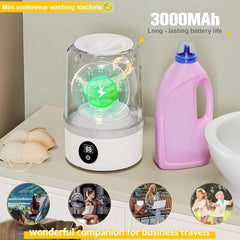 Mini Washing Machine for Clothes | Portable Automatic Washer with USB Power | Compact Laundry Machine for Travel, Baby Clothes, Underwear & Small Loads | Foldable & Lightweight A6