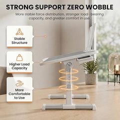 StarAndDaisy T9 Foldable Bed Table for Laptop & Study, 4-Level Adjustable Angled Tabletop, Large Desktop Surface with Anti-Slip Stopper, Tablet & Phone Slot, Storage Drawer, Stable Legs, PP & TPE