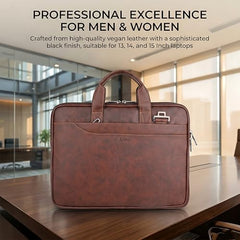 EXIM Prime Laptop Bag for Men Office Use| Office Bag for Men| Vegan Leather Laptop Messenger Bag| Fits Up to 13 to 14 Inch Laptop| Business Briefcase with Handle and Shoulder Strap (Shaded Brown)
