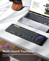 Samsers Full-Size Backlit Foldable Bluetooth Keyboard with Touchpad, Black