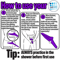 SHEWEE Flexi + Case - Reusable Pee Funnel – A Flexible, Larger Version Of The Original Female Urination Device Since 1999! Quickly, Easily & Discreetly, Wee Standing Up. Comes with Pipe & Case (Black)