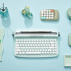 YUNZII ACTTO B303 Wireless Typewriter Keyboard, Retro Bluetooth Aesthetic Keyboard with Integrated Stand for Multi-Device (B303, Midnight)