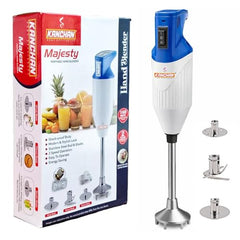 Kanchan Majesty Hand Blender with 3 Stainless Steel Blades Mincer, Whisking, Beater | Electric Blender for Kitchen with Low Noise Powerful 180W Copper Motor 2-Speed Control - 2 Year Warranty (Beige)