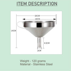 SYGA Liquid Funnel Stainless Steel 15cm Kitchen Funnel with Removal Strainer Food Filter Strainer for Transferring Liquids, Fluid, Small Dry Ingredients Oil, Making Jam- Silver