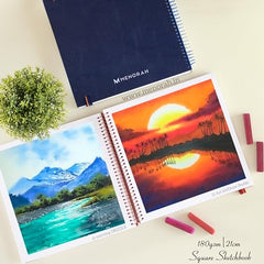 MENORAH - Artist Square Sketch Book - 180 GSM - Square Drawing Book - (100 Pages/50 Sheets) - Hard Metal Spiral Bound - (15.0 cm x 15.0 cm) - Pink