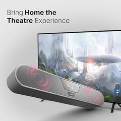 CrossBeats Blaze B24 Bluetooth Soundbar 24W, Gaming RGB Lights, AUX, Bluetooth, USB, FM & TWS I Fast SnapCharge Battery, Multiport Connectivity, BT Speaker for TV, Mobile, PC, Laptops, Tablets Black
