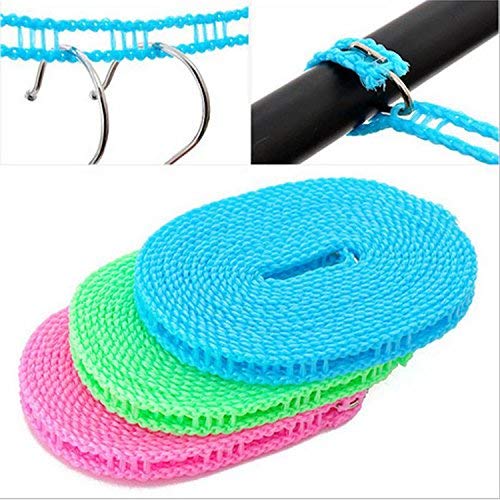 SYGA Set of 6 Clothes Lines Windproof Laundry Line for Outdoor Indoor Home Laundry Drying Rope 5 Meter, Pack of 6 (Each Cloth String is 5 Meter Long)(Random Color)