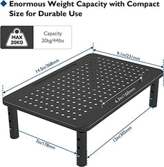 TARKAN Monitor Stand for Desk, Laptop PC Riser 3 Height Adjustable with Airflow Vents (Steel | Black)