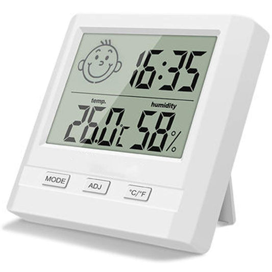 SYGA Digital Indoor Hygrometer Thermometer with Time Display, Accurate Temperature Humidity Monitor Meter for Home, Office, Nursing Room, Greenhouse, Warehouse and More