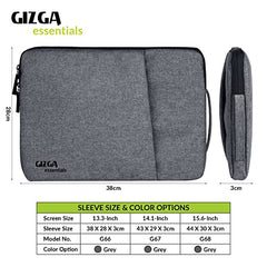 Gizga Essentials Laptop Bag Sleeve Case Cover Pouch for 15.6 Inch Laptop for Men & Women, Padded Laptop Compartment, Free Accessories Pouch, Premium Zipper Closure, Water Repellent Nylon Fabric, Grey