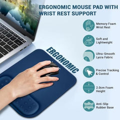 Tukzer Gel Mouse Pad Wrist Rest Memory-Foam Ergonomic Mousepad| Cushion Wrist Support & Pain Relief| Suitable for Gaming, Computer, Laptop, Home & Office Non-Slip Rubber Base (Grey)