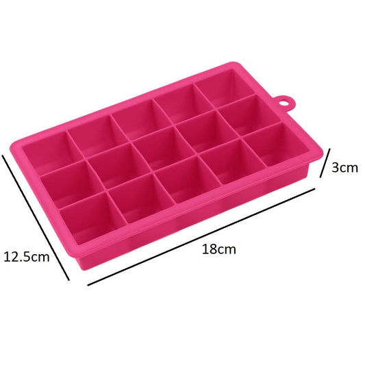 SYGA 15-Cavity Silicone Square Ice Tray Mold Frozen Maker Big Ice Cube Tray Bar Mould(Random Color)