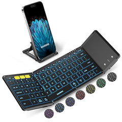 Samsers Full-Size Backlit Foldable Bluetooth Keyboard with Touchpad, Black