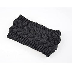 Momisy Knitted Winter Twist Woolen Warm Headband Cold Weather Hair Accessories Head Wrap Winter Designer Headbands for Women & Men- Black