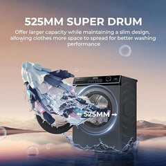 Haier 10Kg, 5 Star, AI Smart Wash, Hygiene Refresh with Inbuilt heater, 525 mm Super Drum, Direct Motion Motor, WiFi Fully Automatic Front Load Washer (EFL120-DM14IEIS8U1 | Dark Jade Silver)