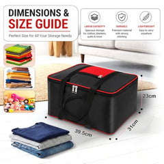 Storite 2 Pack Moisture Proof Nylon Underbed Storage Bag For Clothes Large | (54 x 46 x 28 cm) - BlackRed, Rectangular