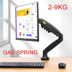 Gas Spring Monitor Arm Mount, Height Adjustable up to 26 cm, VESA 75x75/100x100 Compatible, 9 kg Weight Capacity, 360° Rotation F80 (Black)