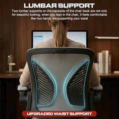 DROGO Comfortwing Premium Ergonomic Office Chair for Work from Home, High Back Computer Chair with Breathable Mesh, Armrest, Adjustable Seat, Rocking & Winged Back | Mesh Chair for Office (White/Blue)